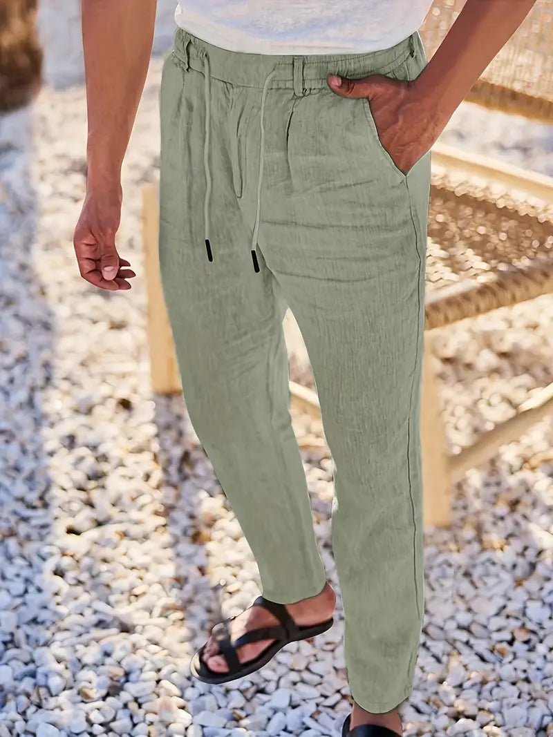 NICHOLS | WIDE LINEN PANTS WITH CORD
