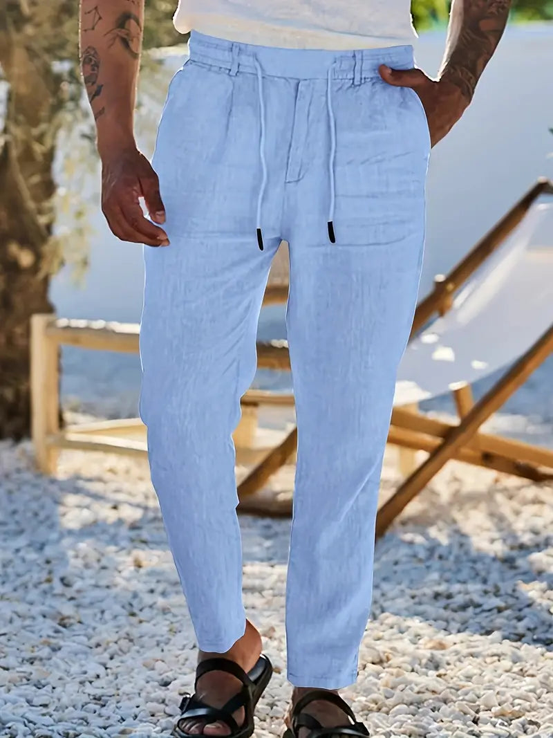 NICHOLS | WIDE LINEN PANTS WITH CORD