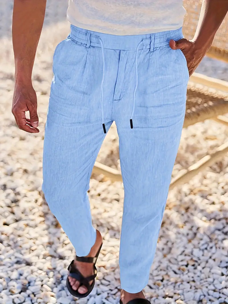 NICHOLS | WIDE LINEN PANTS WITH CORD