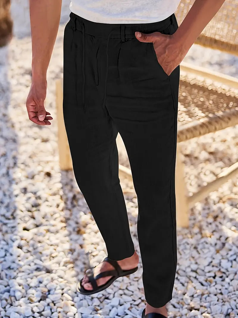 NICHOLS | WIDE LINEN PANTS WITH CORD