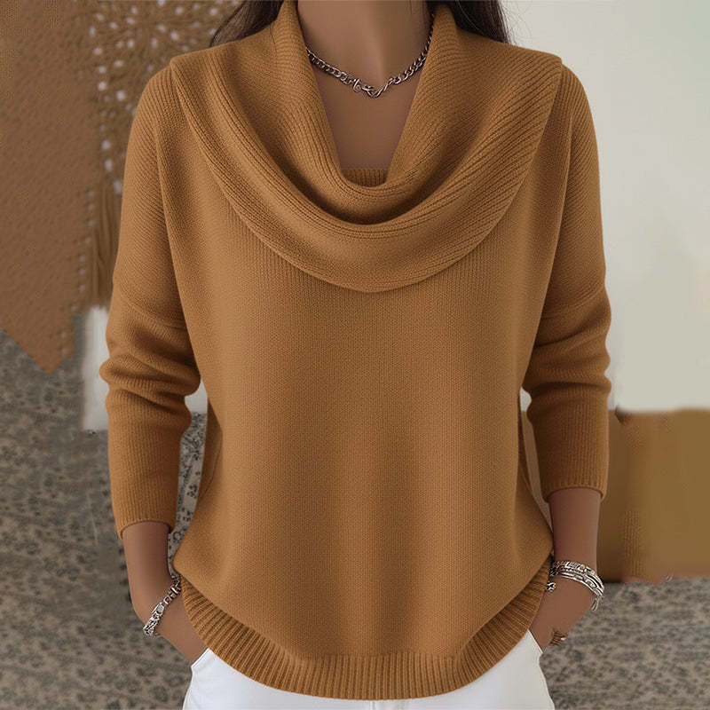 Marie Elegant Cowl Neck Knit Sweater