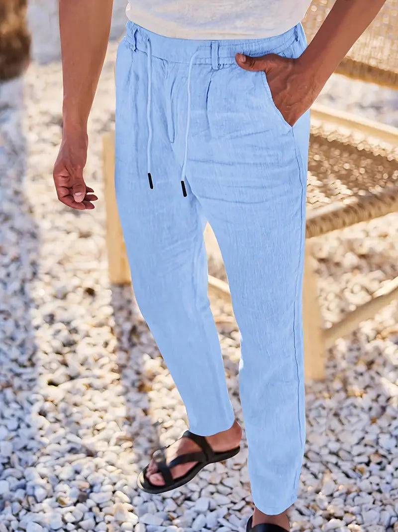 NICHOLS | WIDE LINEN PANTS WITH CORD