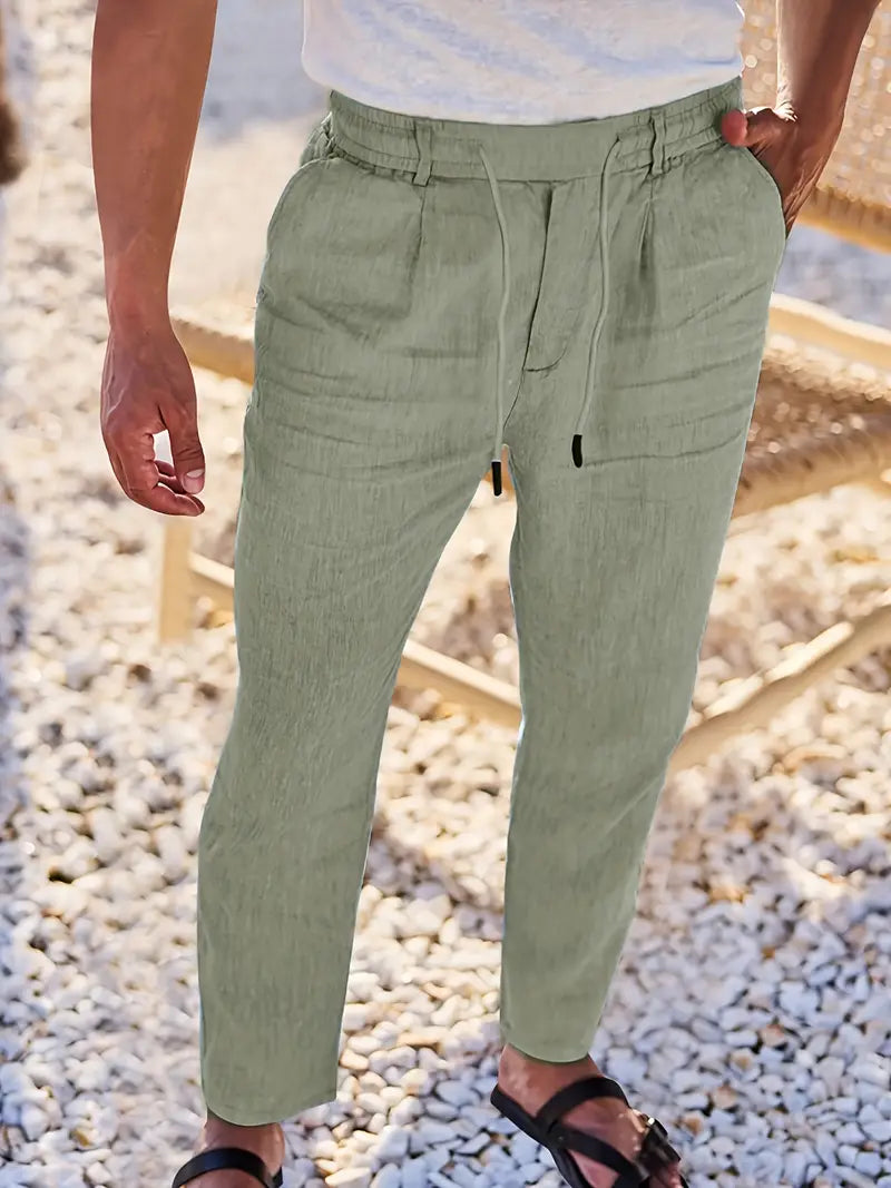 NICHOLS | WIDE LINEN PANTS WITH CORD