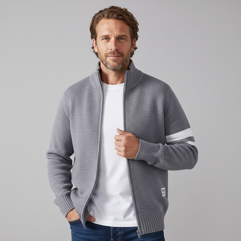 Marcus Classic Ribbed Zip Sweater - lifestyle