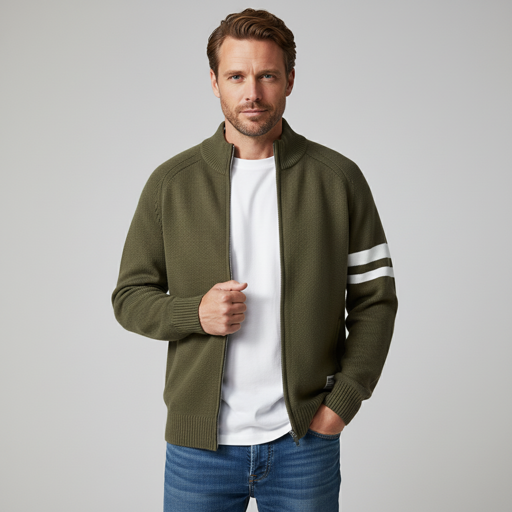 Marcus Classic Ribbed Zip Sweater - lifestyle