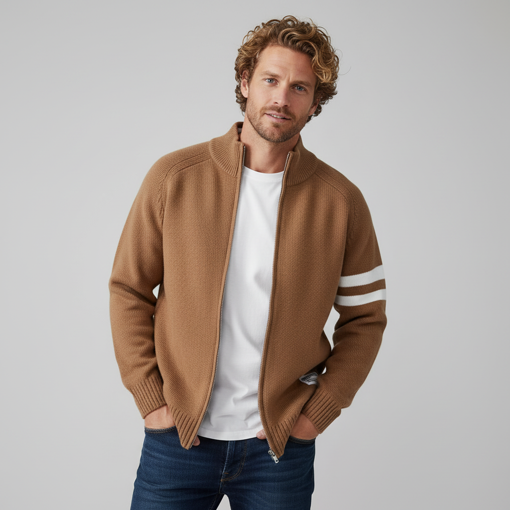 Marcus Classic Ribbed Zip Sweater - lifestyle