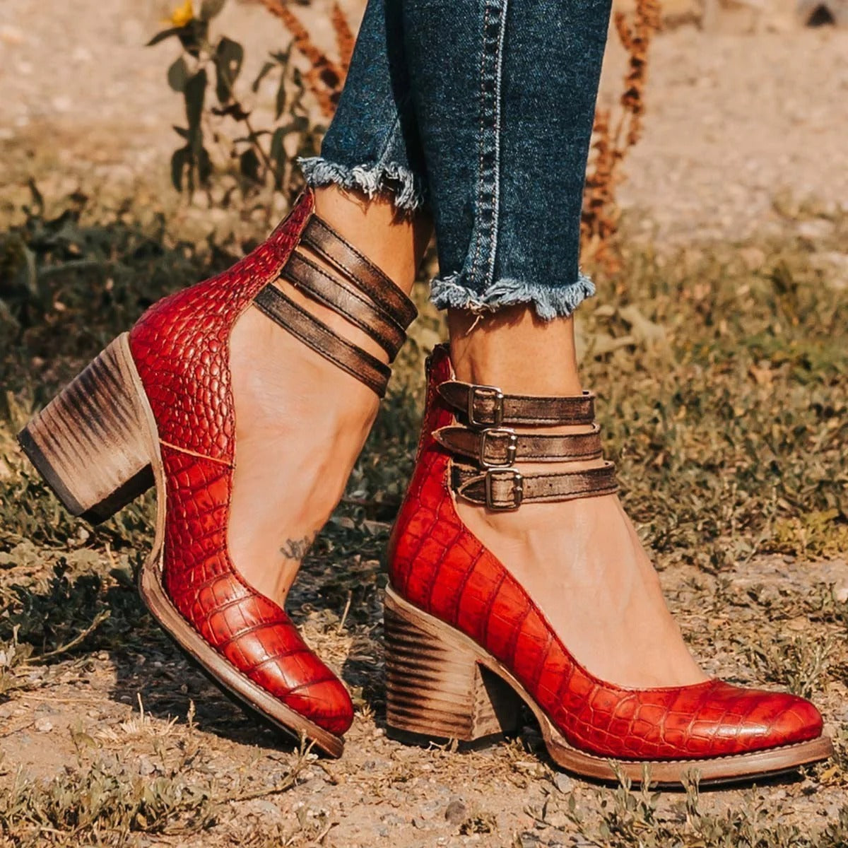 Roberta | Buckle Strap Block Heel