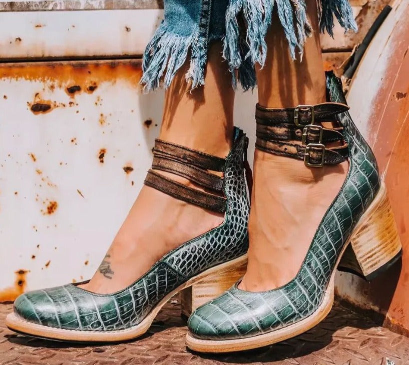 Roberta | Buckle Strap Block Heel