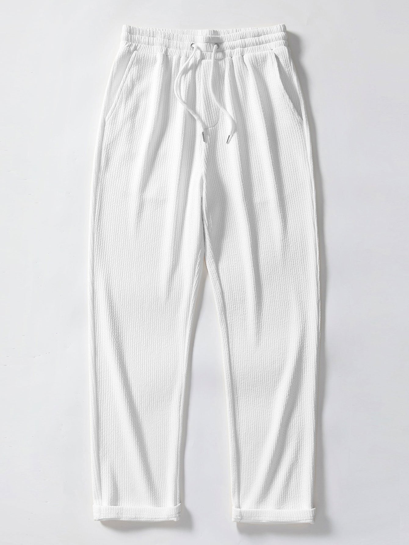Geometric Jacquard Open Knit Polo & Straight Leg Ribbed Pants