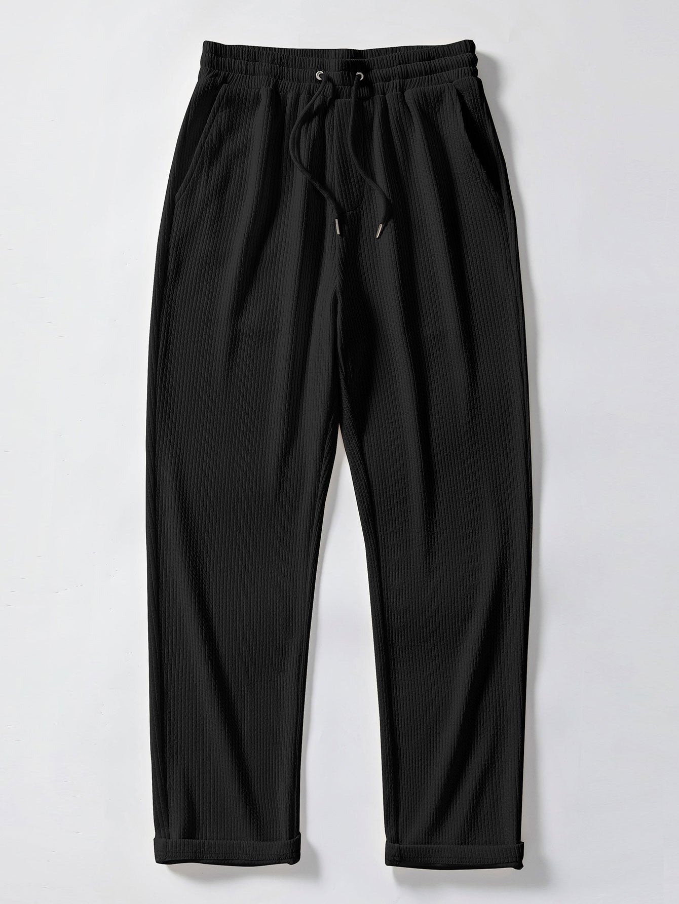 Geometric Jacquard Open Knit Polo & Straight Leg Ribbed Pants