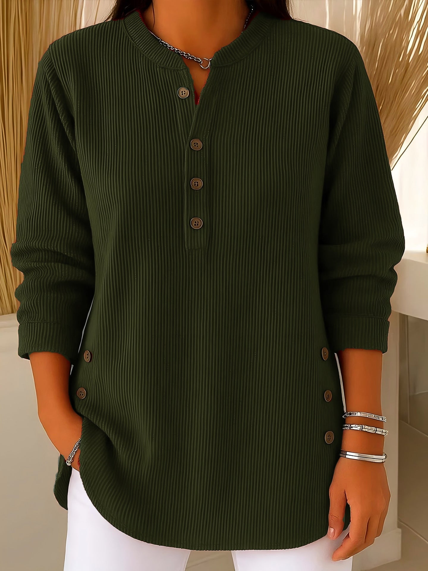 Renata Ribbed Button Detail Tunic